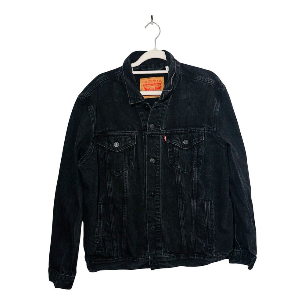 Levis Trucker Black Denim Jean Jacket Mens XL Button  Relaxed Type Classic